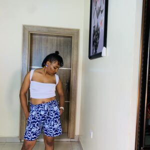 Ankara Shorts - Blue & White