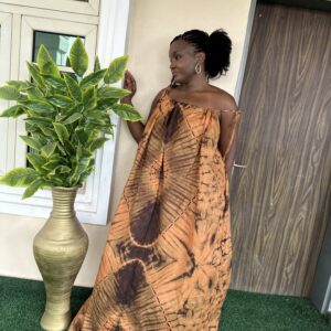 Spaghetti Bubu Gown-Black & Brown