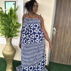 Spaghetti Bubu Gown-Blue & White