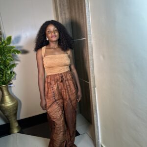 Long Palazzo Trouser - Brown Colour