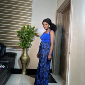 Long Palazzo Trouser - Blue Color