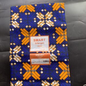 Orange On Blue Print Ankara - Medium Grade